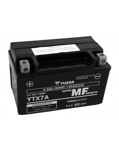 Batería YUASA W/C activada de fábrica sin mantenimiento - YTX7A FA - YTX7A