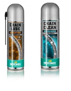 MT167F00PM-MT159F00PM Pack motorex lubricante y limpiador de cadenas spray chainlube adventure-chain clean