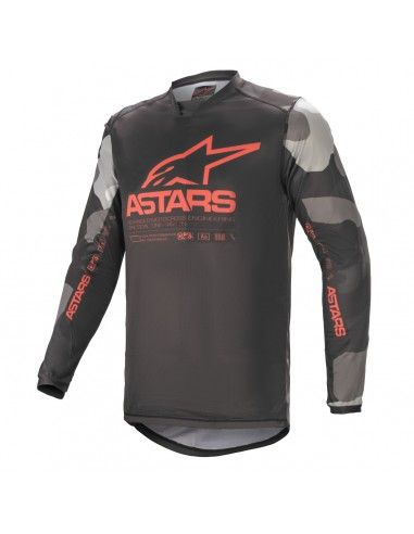 Jersey Alpinestars racer tactical gris camuflage rojo fluorescente - 3761221