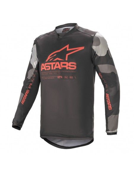 Jersey Alpinestars racer tactical gris camuflage rojo fluorescente - 3761221