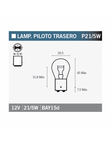 Caja de 10 lámparas bilux 12v 21/5w - 14661