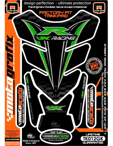 Protector de depósito motografix Kawasaki 4 piezas negro verde - 782911